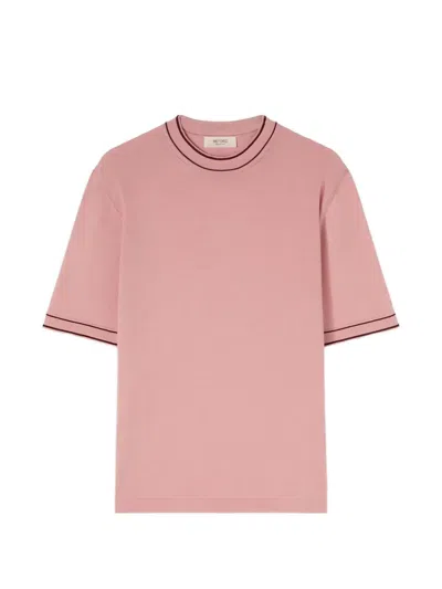 Retori Stripe-detail Knit T-shirt In Pink