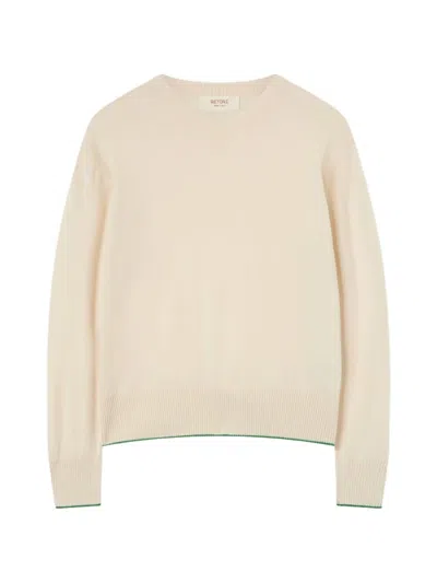 Retori Stripe-trim Crew-neck Sweater In White