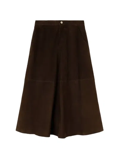 Retori Suede Midi Skirt In Brown