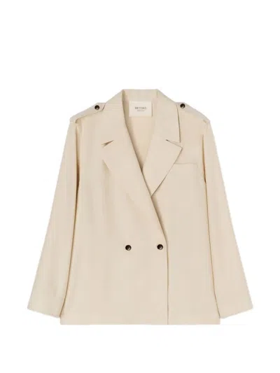 Retori Two Buttons Silk Blazer In Neutral