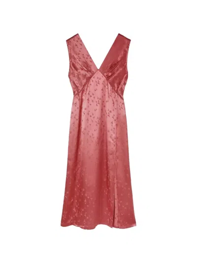 Retori V-neck Bird-detail Midi Dress In Red