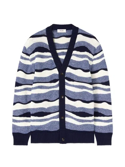 Retori Waves-jacquard Knit Cardigan In Black