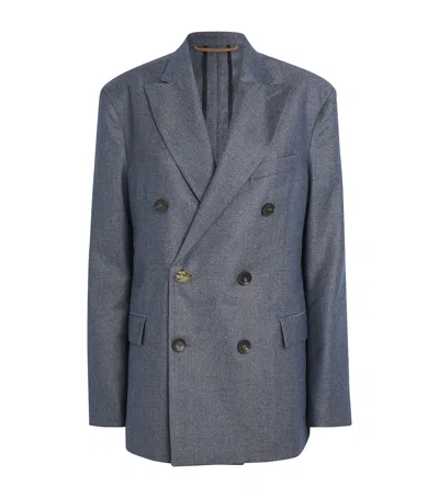 Retori Wool-blend Double-breasted Blazer In Blue