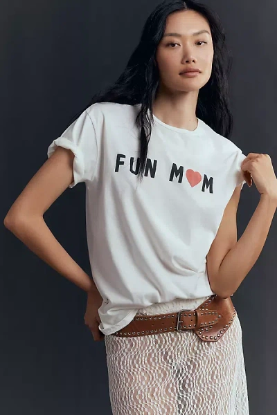 Retro Brand Fun Mom Graphic Tee In White