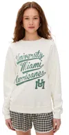 Retro Brand University Of Miami Hurricanes Crewneck Vintage White In Vintage White