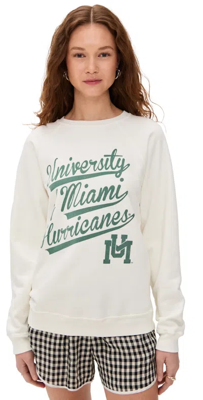 Retro Brand University Of Miami Hurricanes Crewneck Vintage White