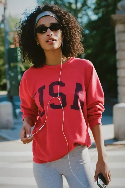Retro Brand Usa Cotton Pullover In Red
