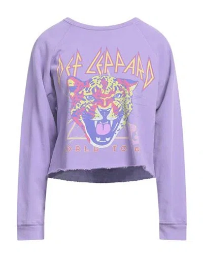 Retro Brand Woman Sweatshirt Light Purple Size M Cotton