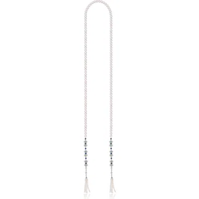 Retro Chic Art Deco Long Necklace In Pink