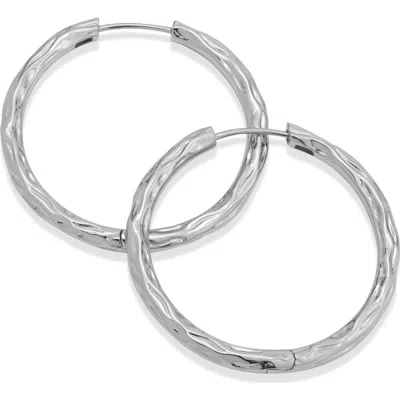 Retro Chic Grove Hoop Earrings In Silver