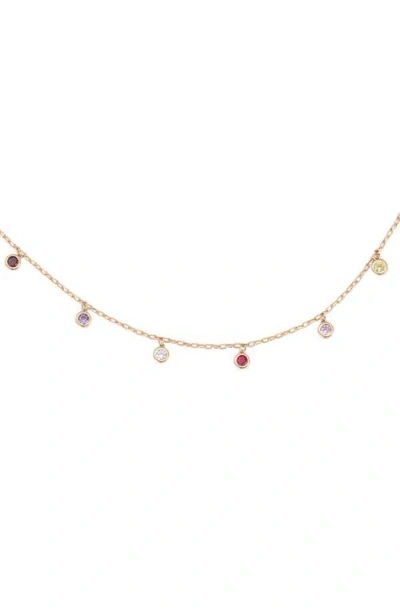 Retro Chic Rainbow Charm Necklace In Gold