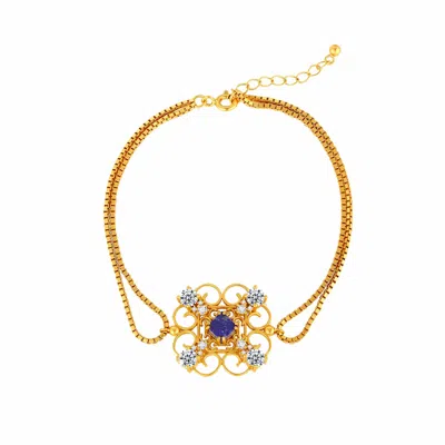 Retro Chic Women's Black / Blue / Gold Orchid Dream Bracelet In Multi