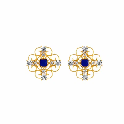 Retro Chic Women's Black / Blue / Gold Orchid Dream Earrings In Multi