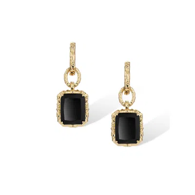 Retro Chic Women's Black / Gold Agate Lava Earrings In Multi