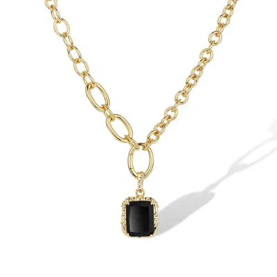 Retro Chic Women's Black / Gold Agate Lava Necklace In Multi