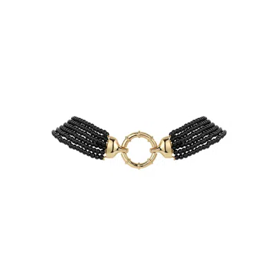 Retro Chic Women's Black / Gold Black Agate Tassel Necklace In Multi
