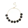 Retro Chic Women's Black / Gold Black Enamel Ripple Necklace