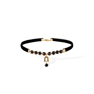 Retro Chic Women's Black / Gold Noir Beads Choker In Multi