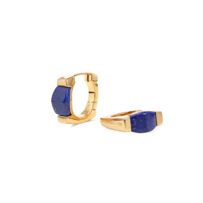 Retro Chic Women's Blue / Gold Ishtar Goddess Hoop Earrings