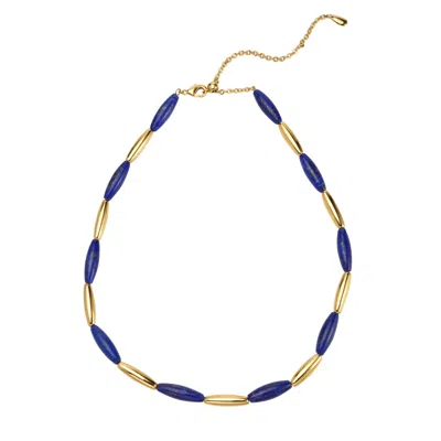 Retro Chic Women's Blue / Gold Ishtar Goddess Necklace