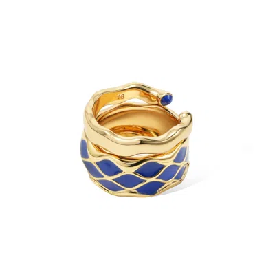 Retro Chic Women's Blue / Gold Nirah Rings
