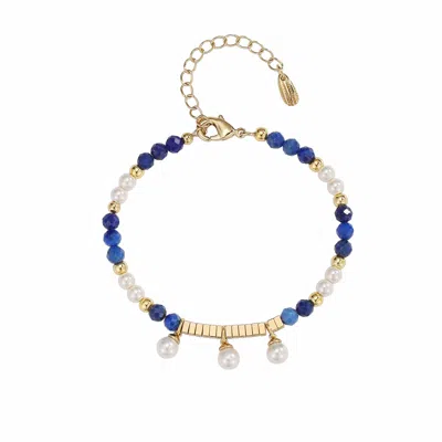 Retro Chic Women's Blue / Gold / White Poseidon Bracelet In Multi