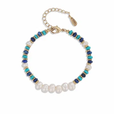 Retro Chic Women's Blue / Gold / White Thetis Bracelet In Multi