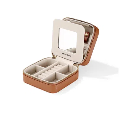 Retro Chic Women's Brown / Gold Leather Jewellery Box In Multi