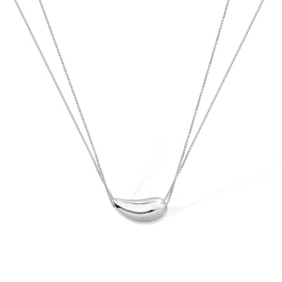 Retro Chic Women's Drop Necklace - White Gold Plated