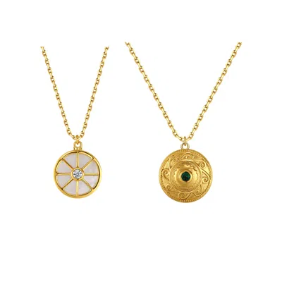 Retro Chic Women's Gold Compass Layered Necklace Set