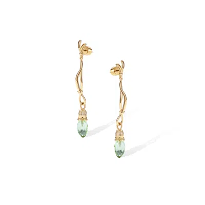 Retro Chic Women's Gold / Green Nut Fairy Dangle Earrings