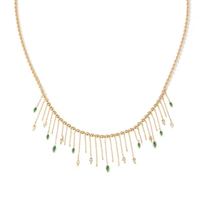 Retro Chic Women's Gold / Green Verdant Whisper Tassels Necklace In Multi