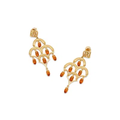 Retro Chic Women's Gold / Orange Celestial Waltz Tassel Earrings