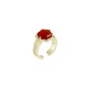 Retro Chic Women's Gold / Red Red Agate Tiger Ring In Multi