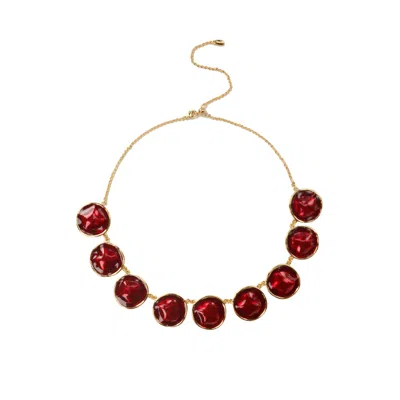 Retro Chic Women's Gold / Red Red Enamel Ripple Necklace