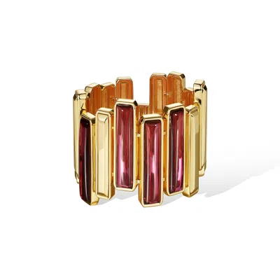 Retro Chic Women's Gold / Red Red Velvet Bangle In Multi