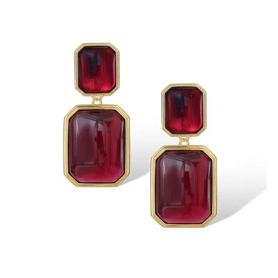 Retro Chic Women's Gold / Red Red Velvet Earrings In Multi