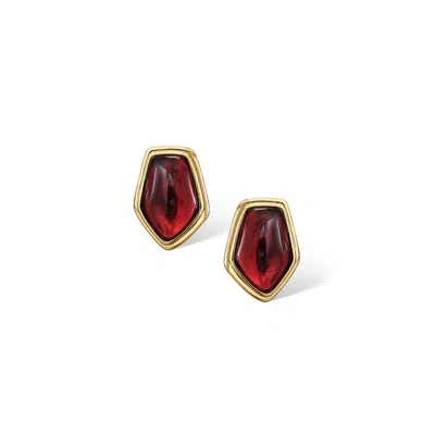 Retro Chic Women's Gold / Red Rome Velvet Earrings