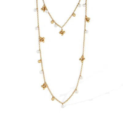 Retro Chic Women's Gold / White Blossom Necklace