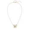 Retro Chic Women's Gold / White Butterfly Serenade Necklace In Multi
