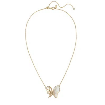 Retro Chic Women's Gold / White Butterfly Serenade Necklace In Multi