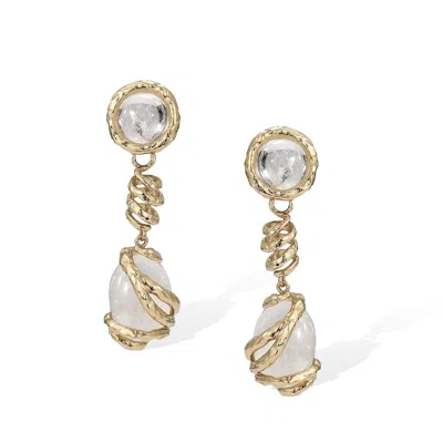 Retro Chic Women's Gold / White / Neutrals Aeolian Whispers Dangle Earrings In Multi