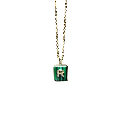 Retro Chic Women's Green / Gold Miss R Necklace In Multi