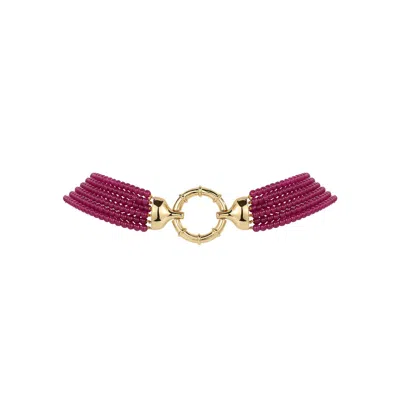 Retro Chic Women's Pink / Gold Pink Tassel Necklace In Multi