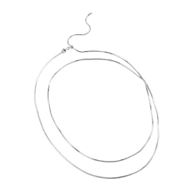 Retro Chic Women's Silver Aeolian Whispers  Chain Necklace - White Gold Plated