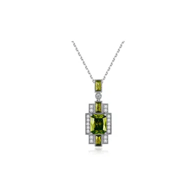 Retro Chic Women's Silver / Green Hope Corner Necklace In Multi