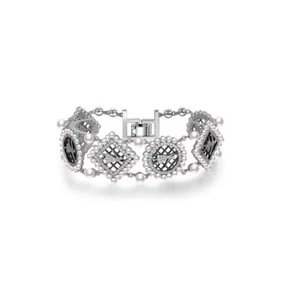 Retro Chic Women's Silver / White Black Ballet Bracelet In Multi