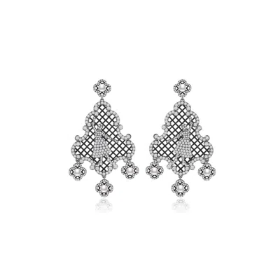 Retro Chic Women's Silver / White Black Nutcracker Earrings In Multi