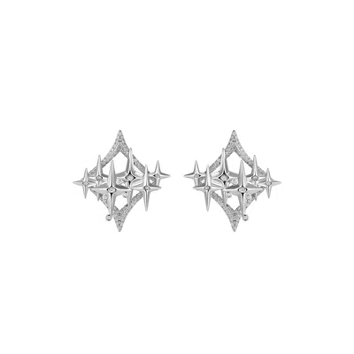 Retro Chic Women's Silver White Starry Earrings