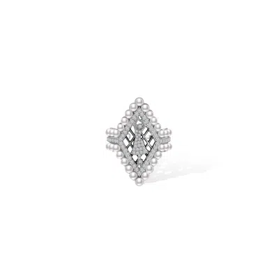 Retro Chic Women's White / Black / Silver Black Royal Ballet Ring